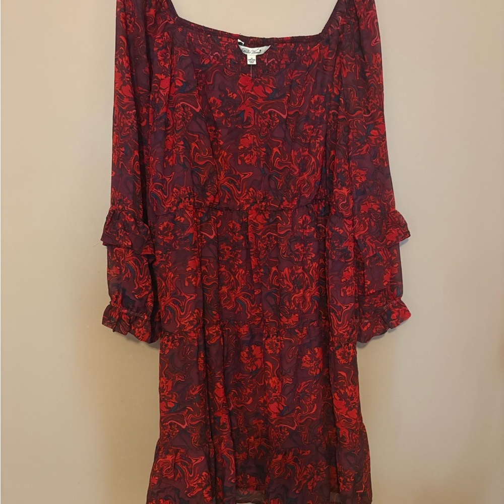 The Pioneer Woman Red and Black Floral Mini Dress Size 2X 20/22 NWT